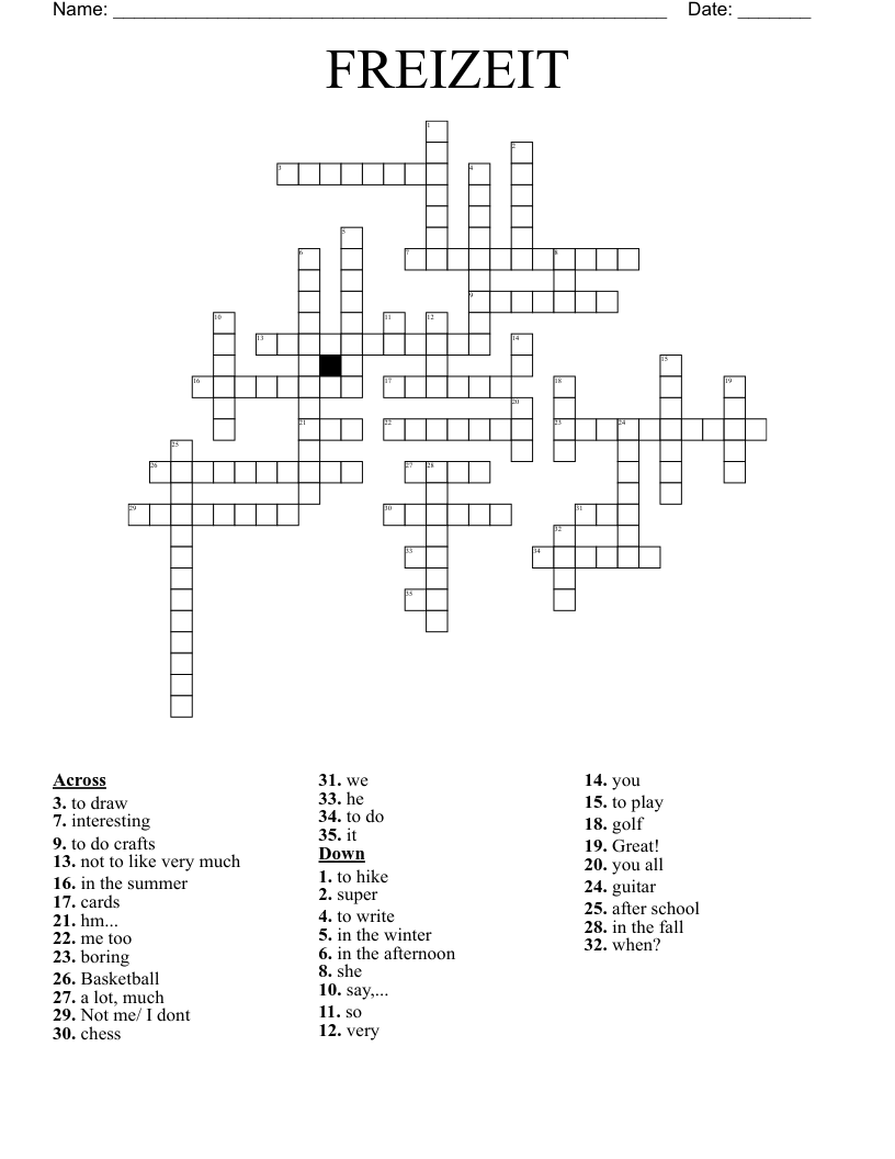 FREIZEIT Crossword