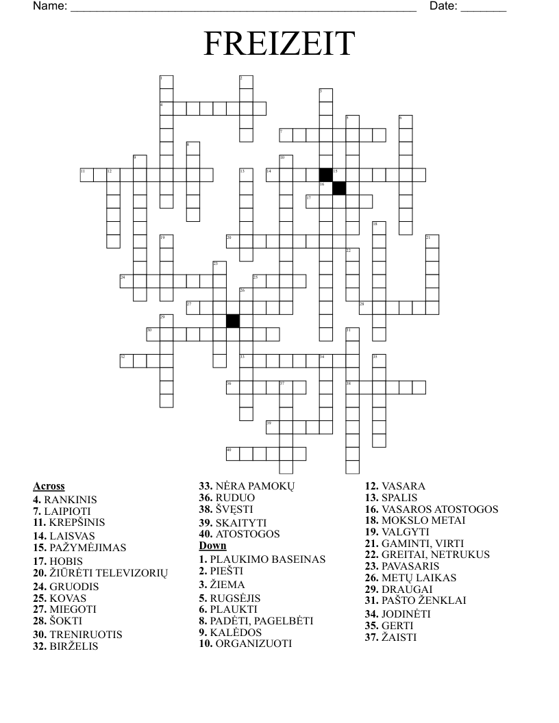 FREIZEIT Crossword