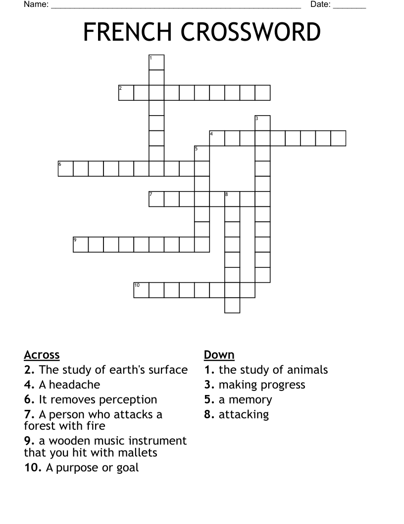 FRENCH CROSSWORD