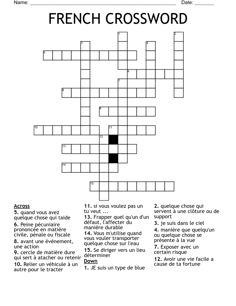 FRENCH CROSSWORD
