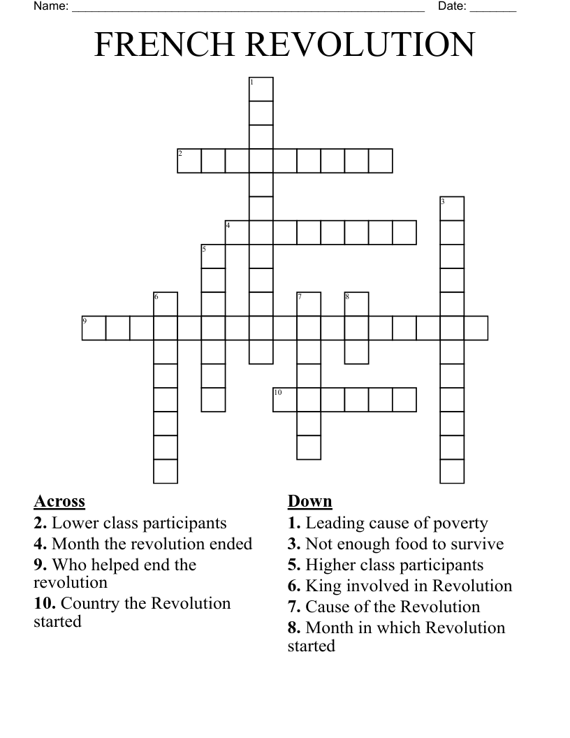 FRENCH REVOLUTION Crossword