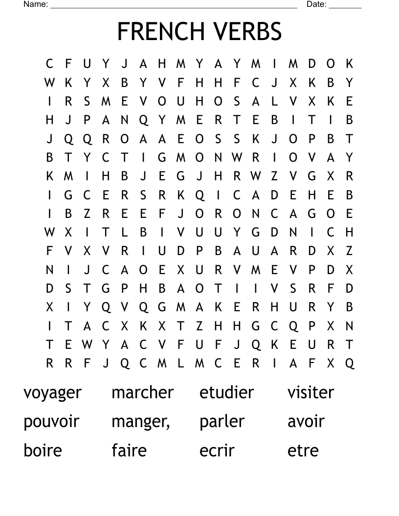 FRENCH VERBS Word Search