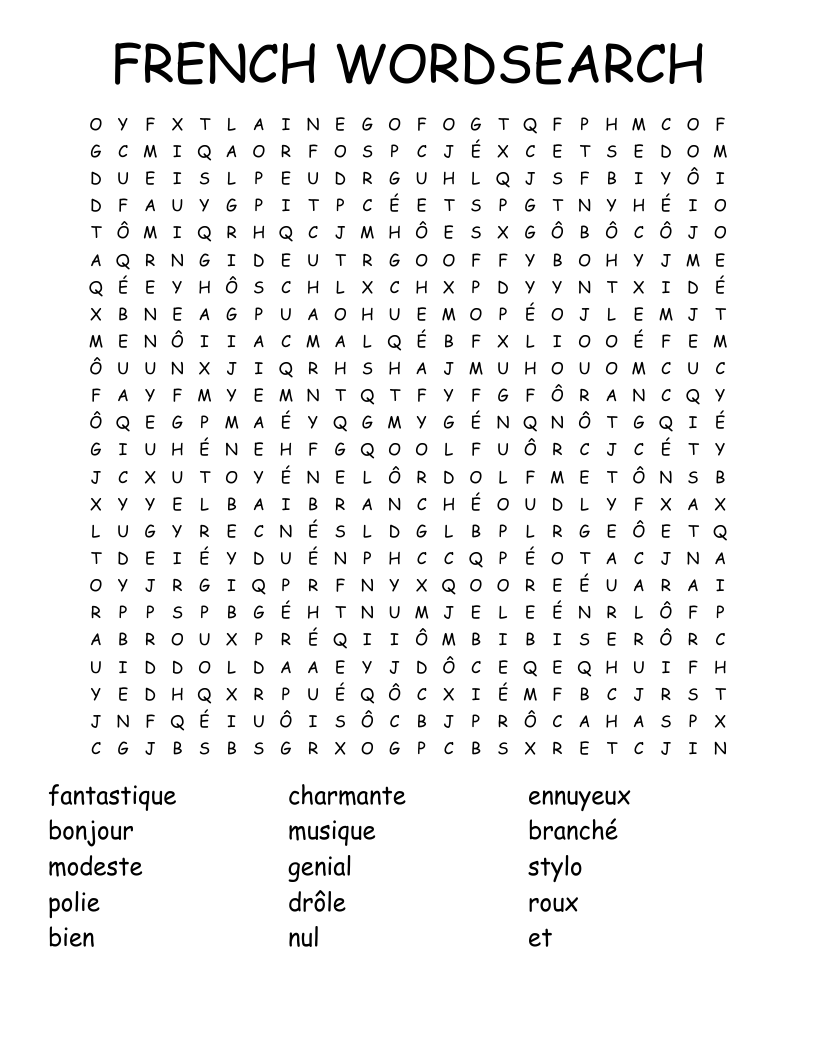 FRENCH WORDSEARCH