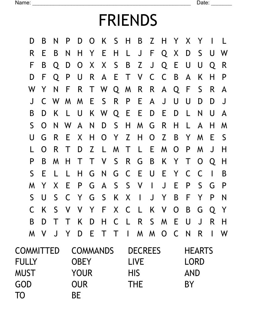 FRIENDS Word Search