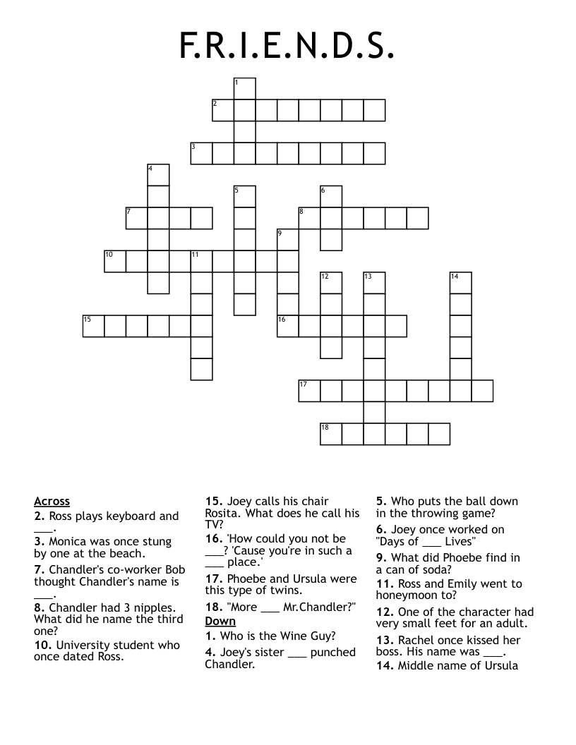 F.R.I.E.N.D.S. Crossword