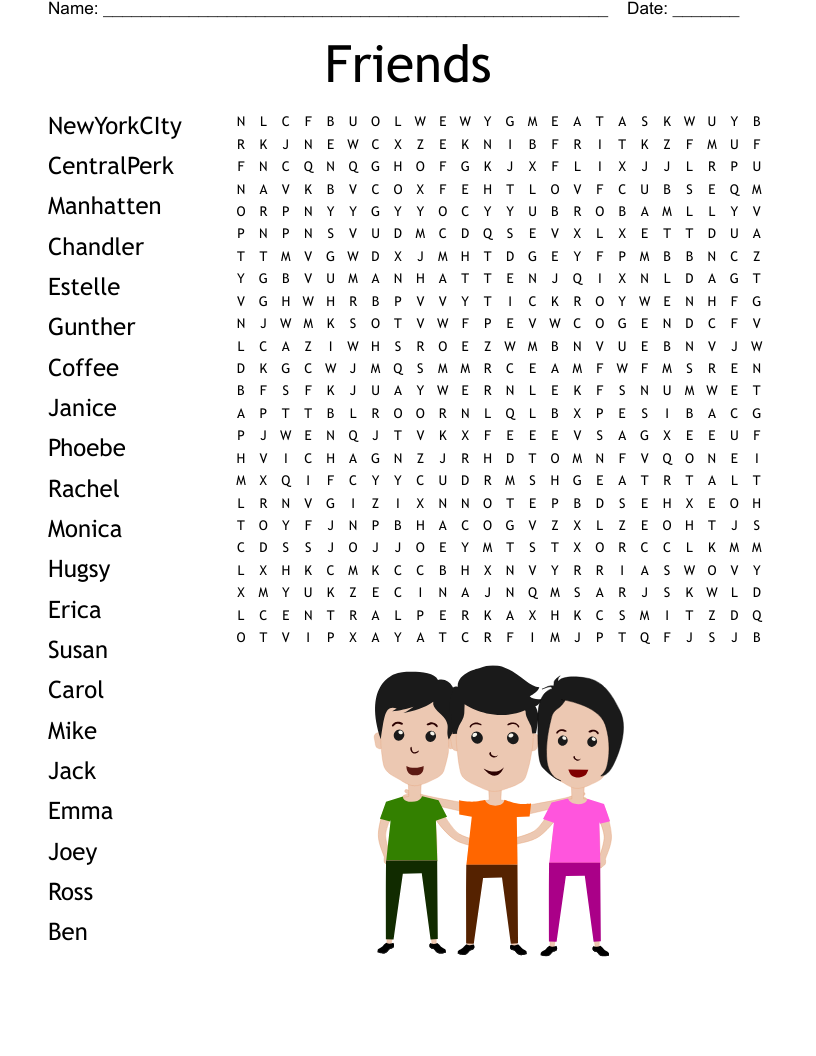 Friends Word Search