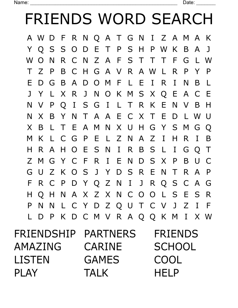 FRIENDS WORD SEARCH