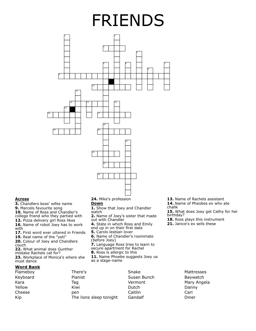 FRIENDS  Crossword