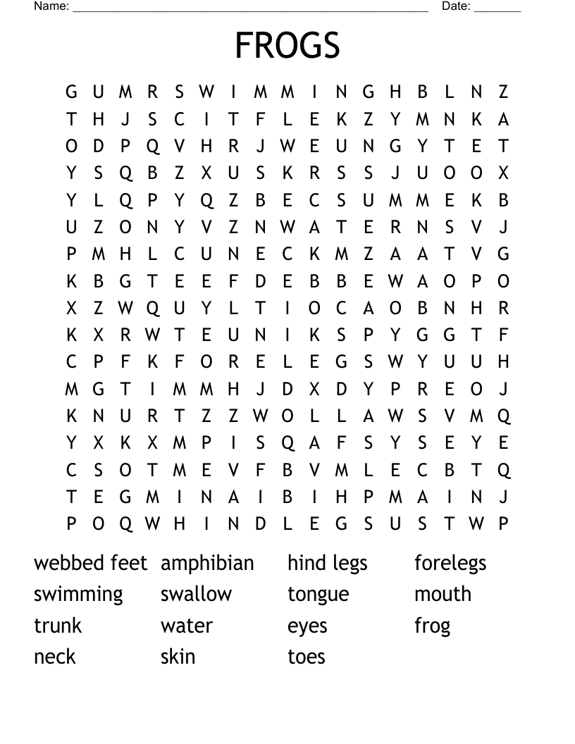 FROGS Word Search