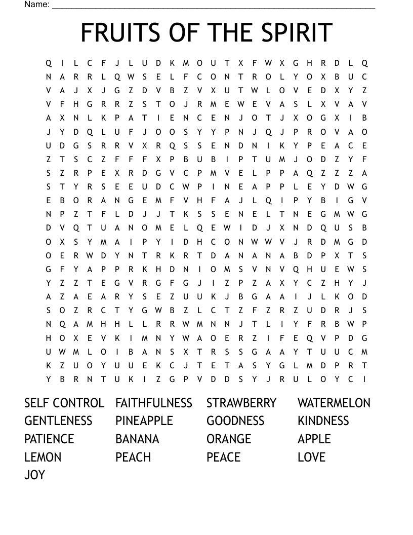 FRUITS OF THE SPIRIT Word Search