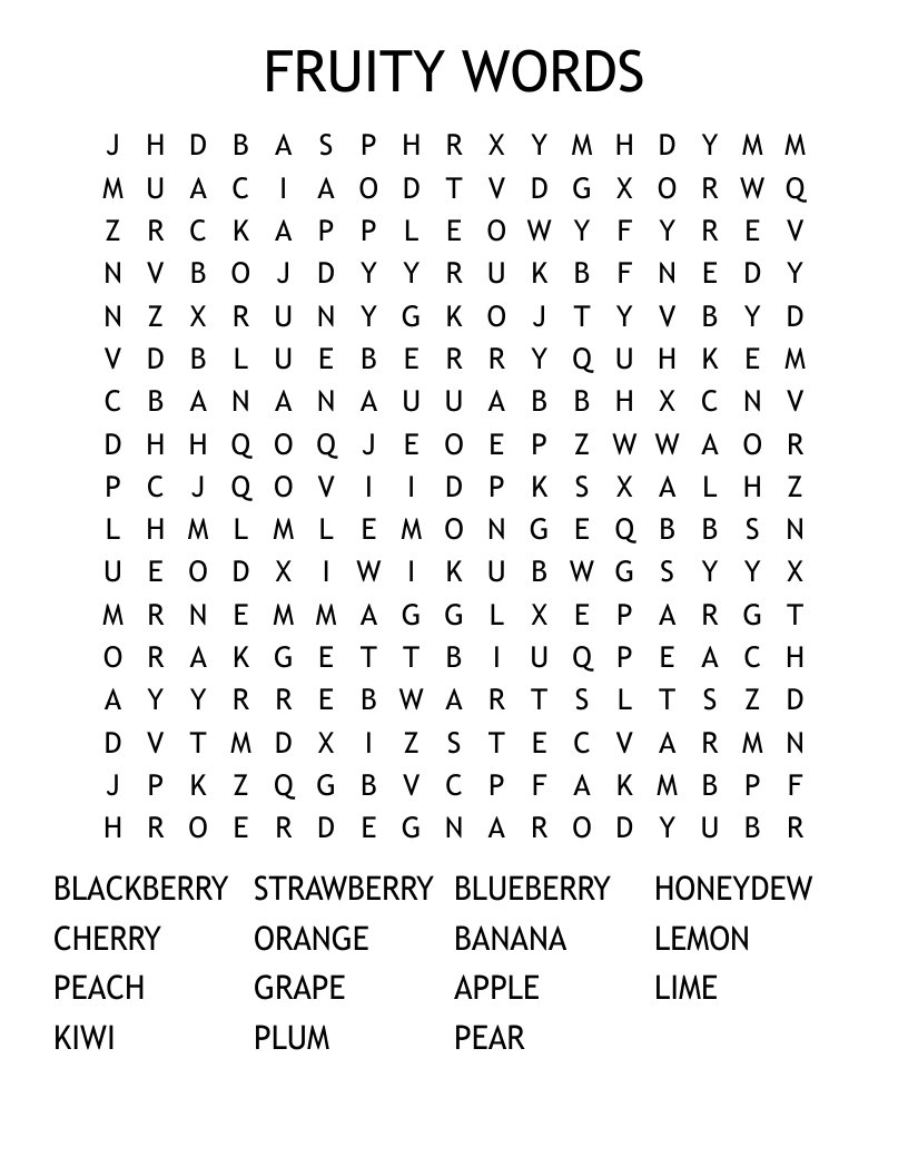 FRUITY WORDS Word Search