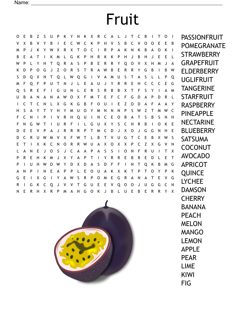 Fruit Word Search