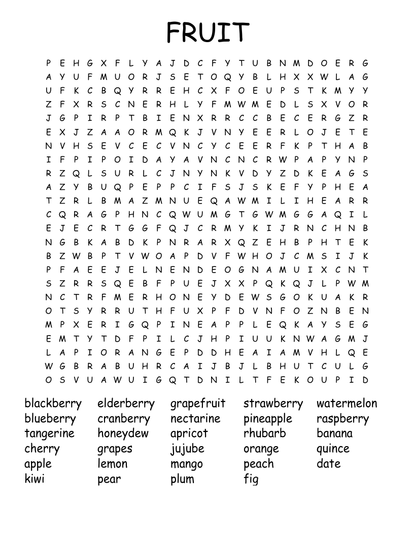 FRUIT Word Search