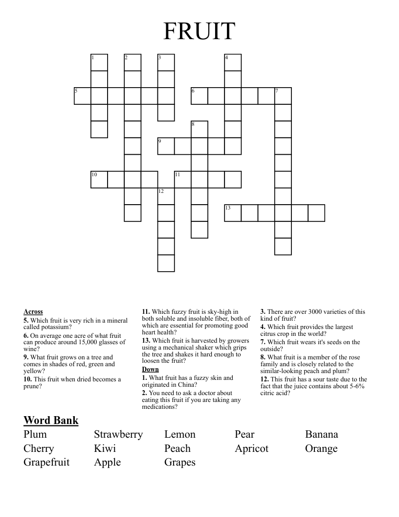 FRUIT Crossword