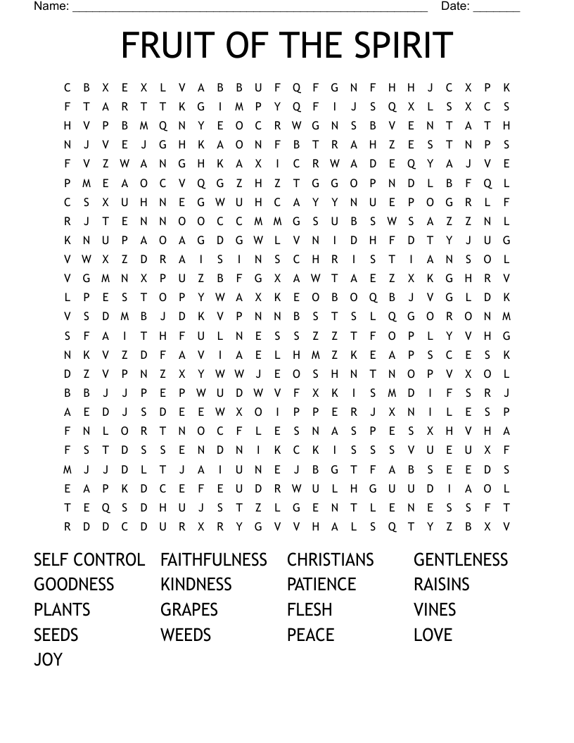FRUIT OF THE SPIRIT Word Search