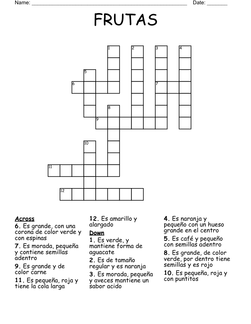 FRUTAS  Crossword