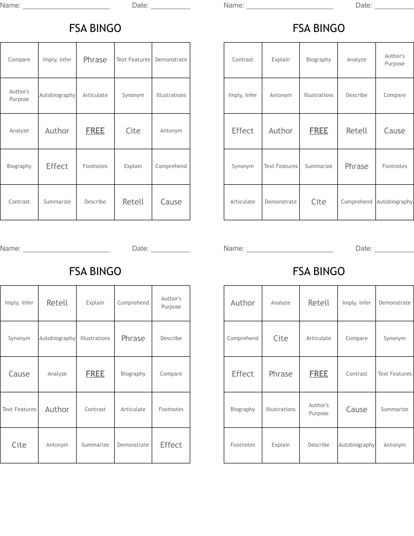 FSA BINGO