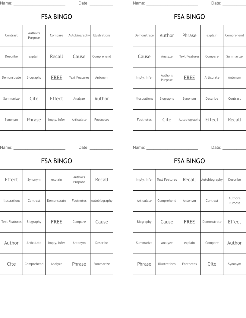 FSA BINGO