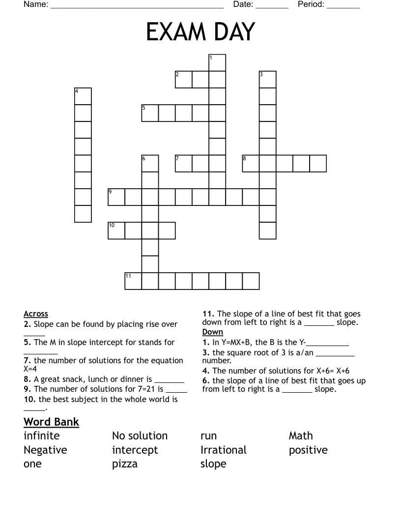  EXAM DAY Crossword