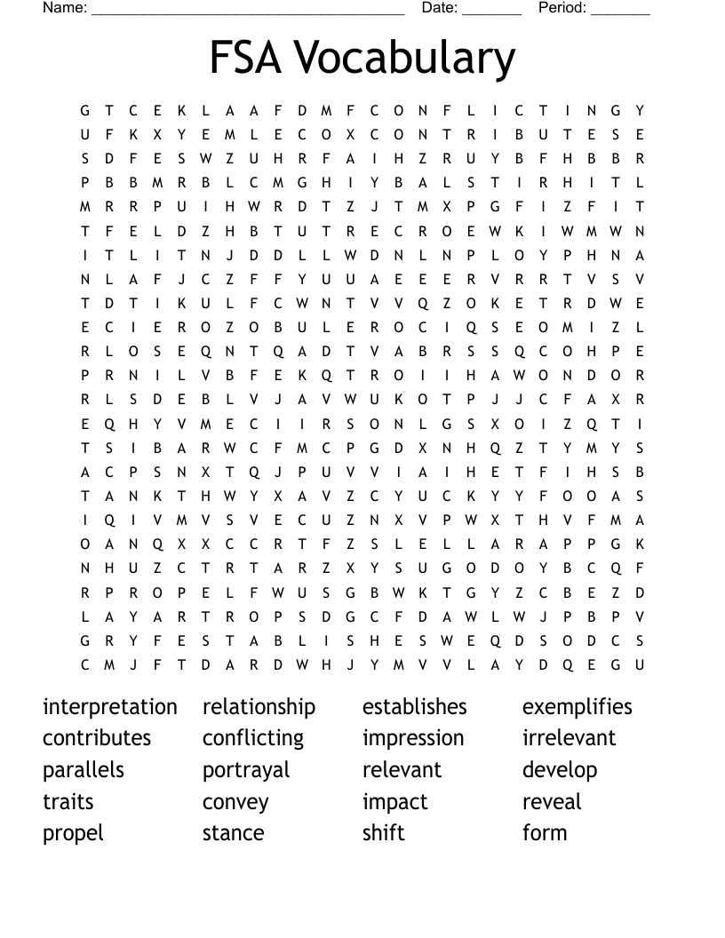 FSA Vocabulary Word Search