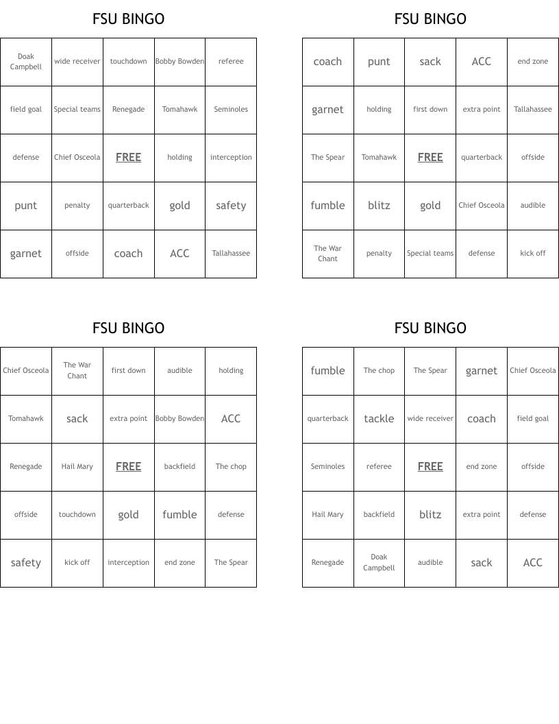 FSU BINGO