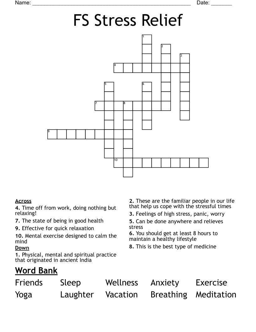FS Stress Relief Crossword