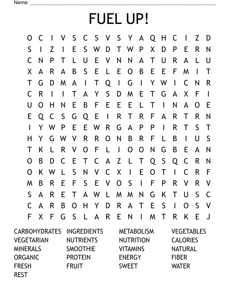 FUEL UP! Word Search