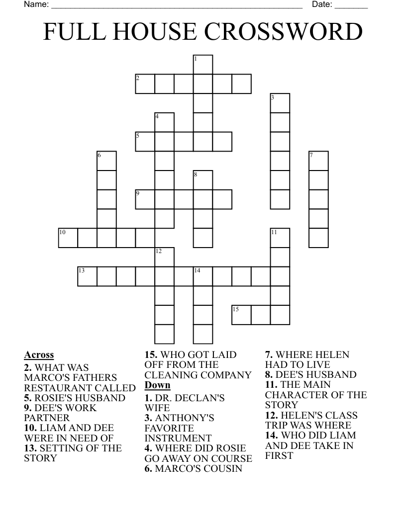 FULL HOUSE CROSSWORD