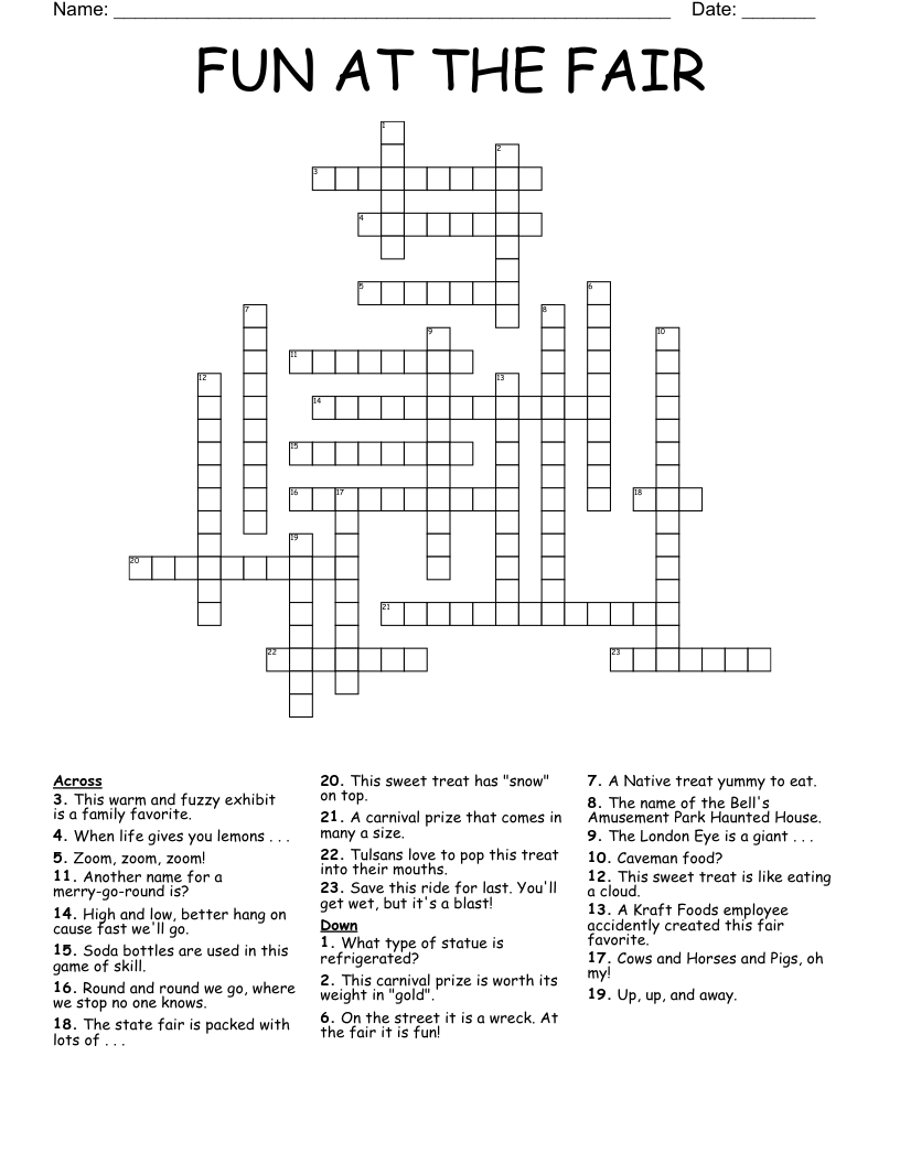 FUN AT THE FAIR Crossword