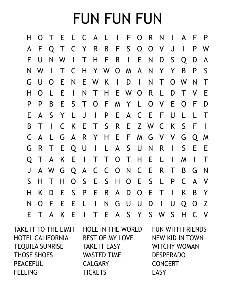 FUN FUN FUN Word Search