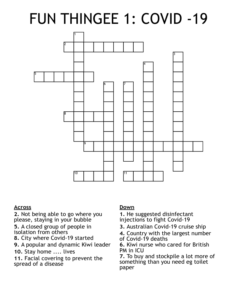 FUN THINGEE 1:  COVID -19 Crossword