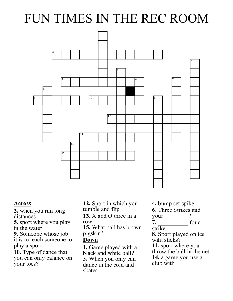 FUN TIMES IN THE REC ROOM Crossword