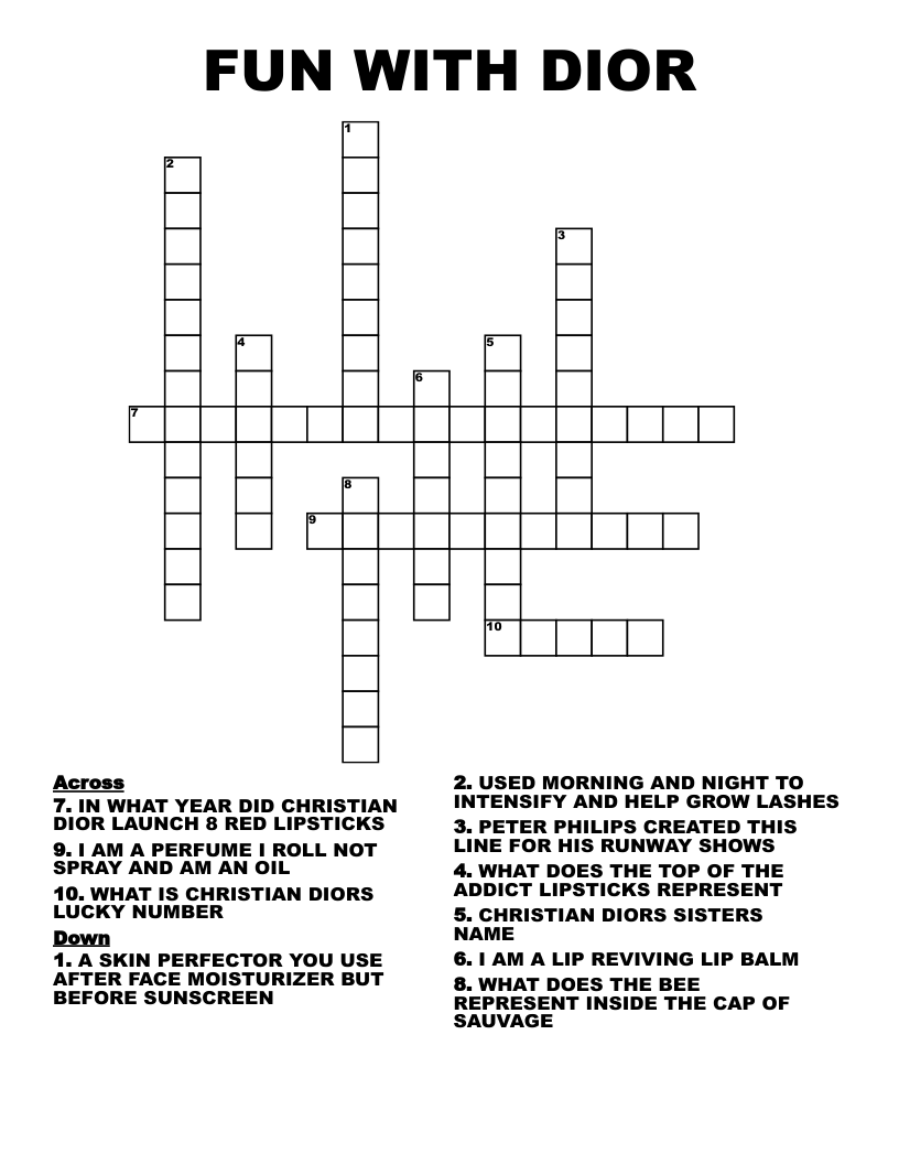 FUN WITH DIOR Crossword