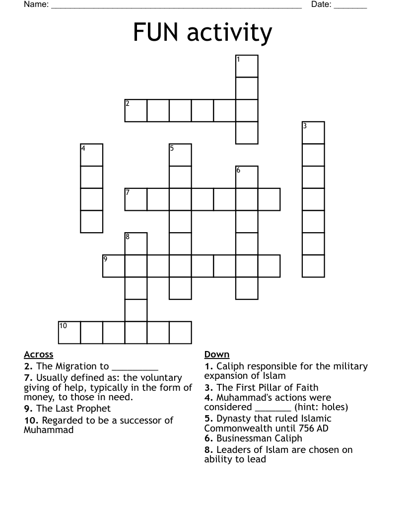 FUN activity Crossword