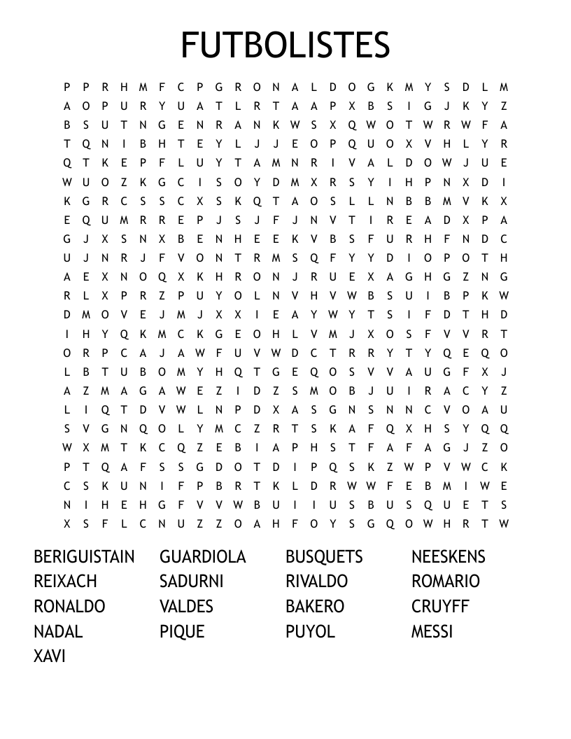 FUTBOLISTES Word Search