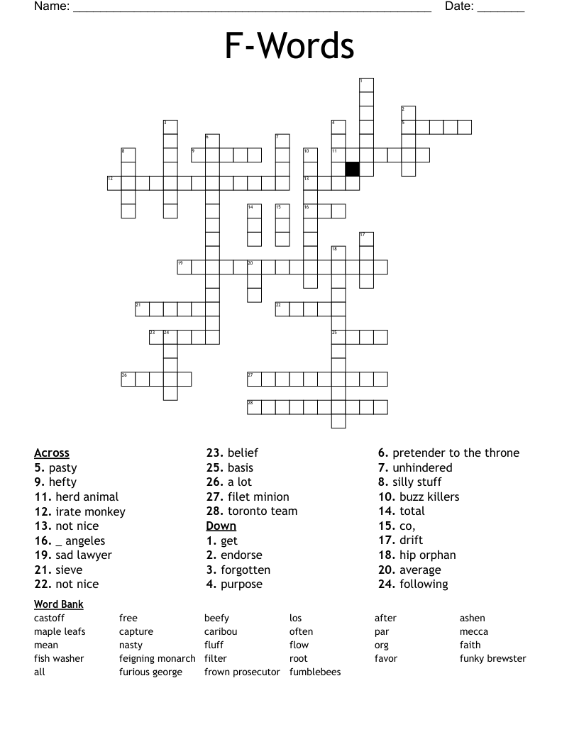 F-Words Crossword