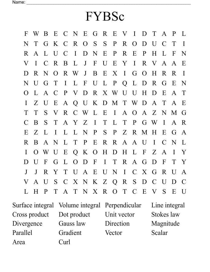 FYBSc Word Search