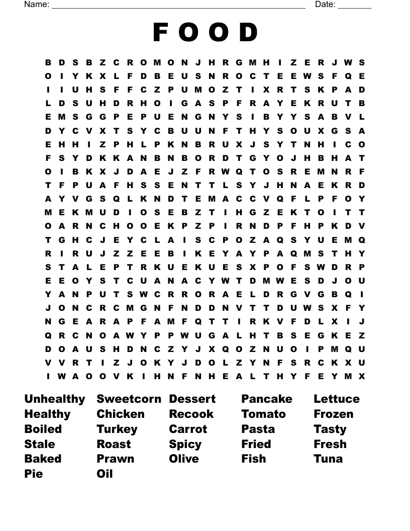 F O O D Word Search