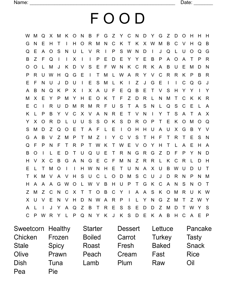 F O O D Word Search