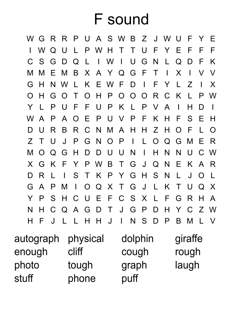 F sound Word Search