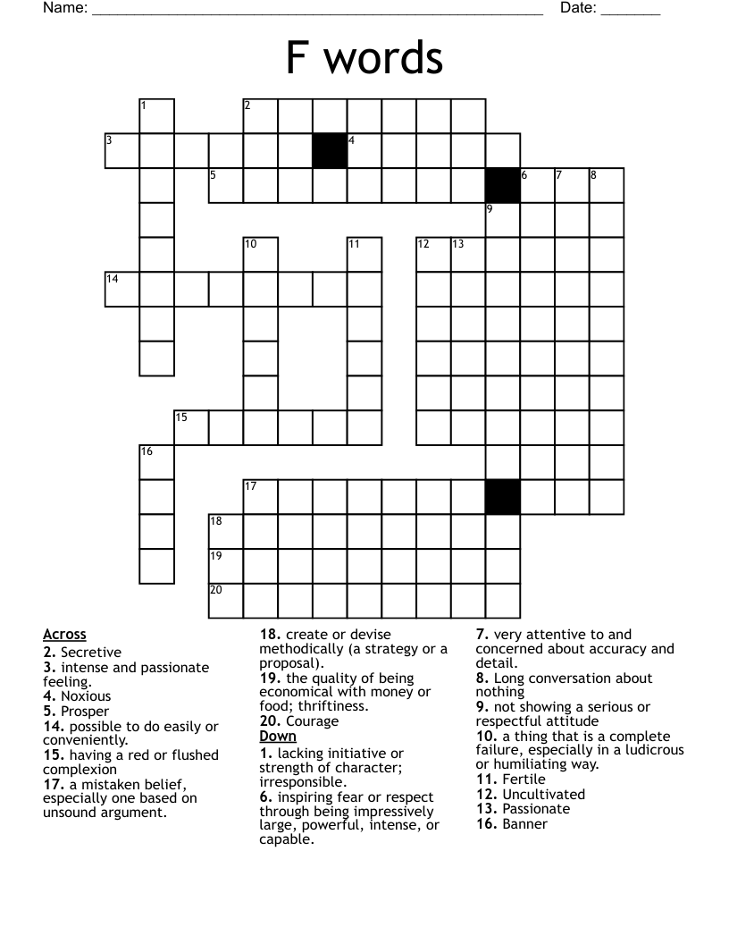 F words Crossword