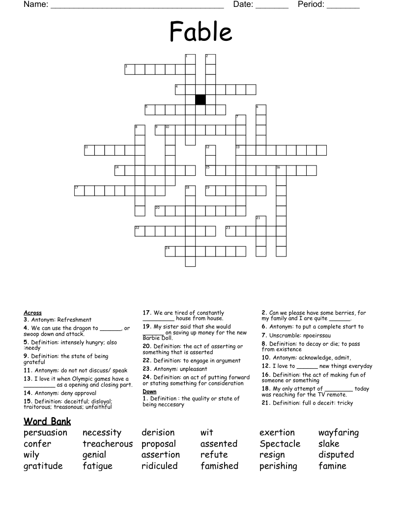 Fable Crossword