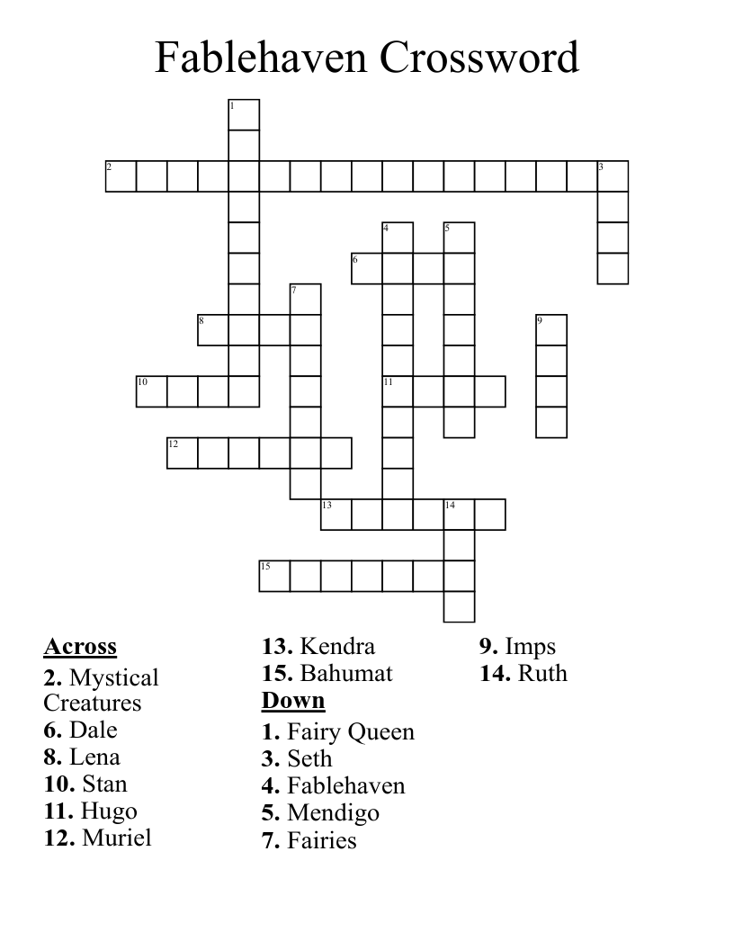 Fablehaven Crossword 