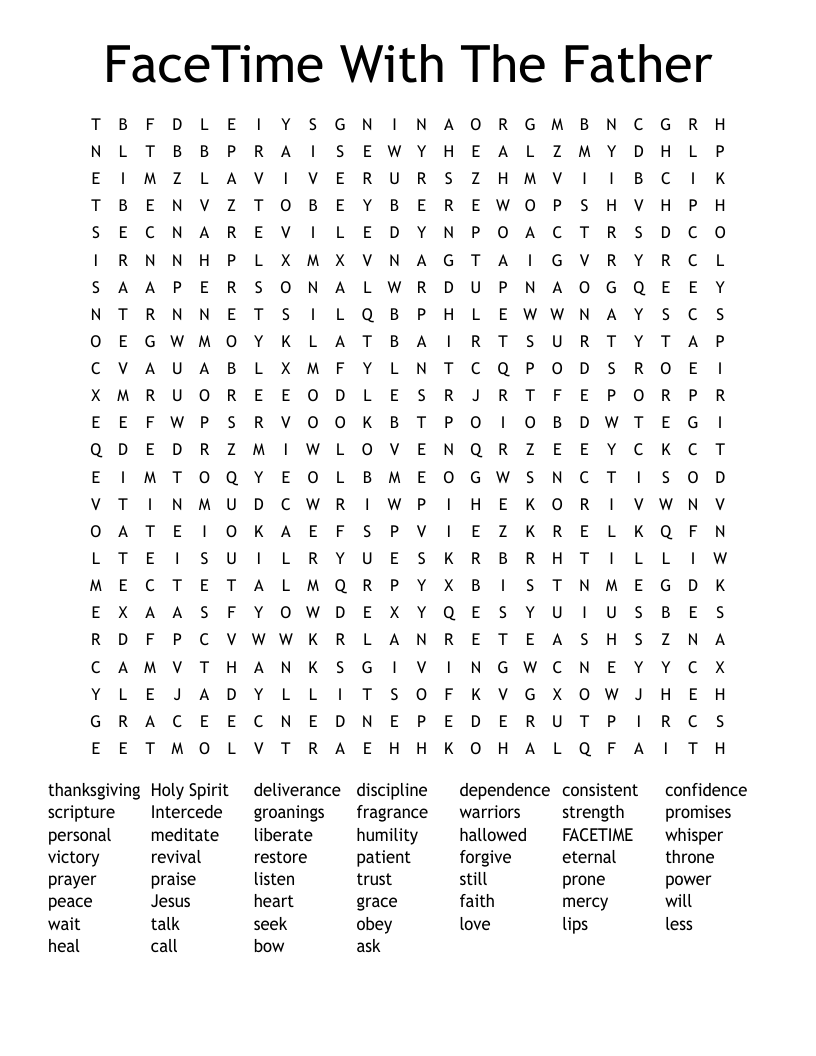 FaceTime With The Father Word Search