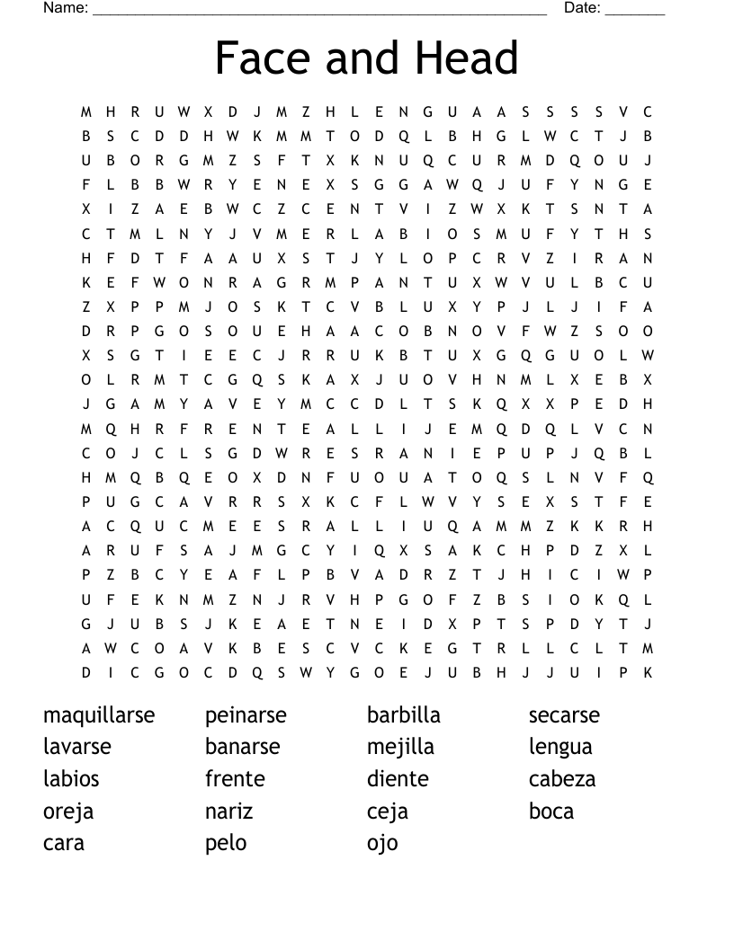 Face and Head Word Search