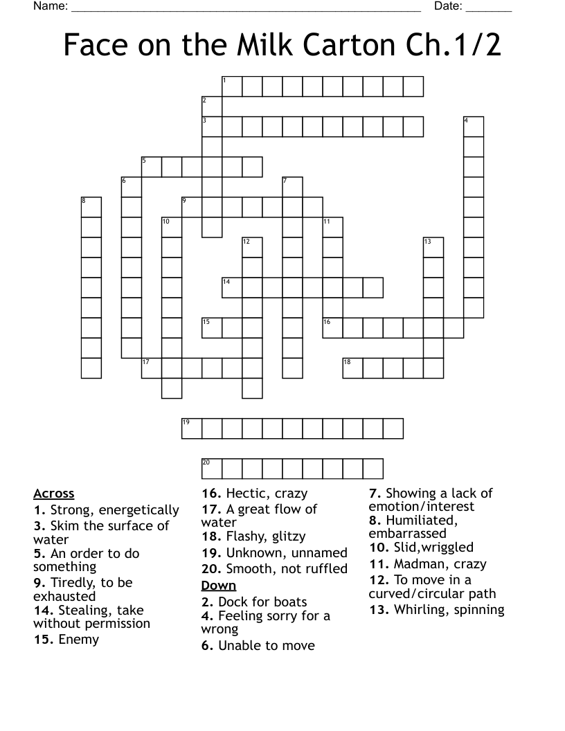 Face on the Milk Carton Ch.1/2  Crossword