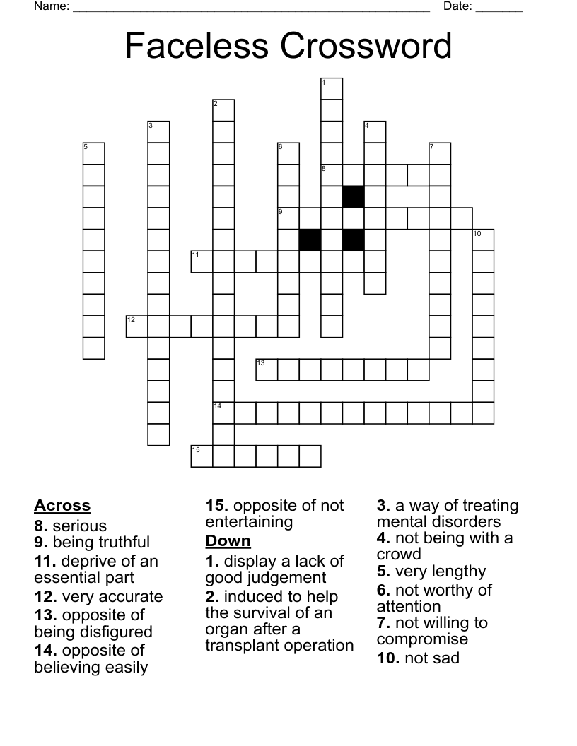 Faceless Crossword