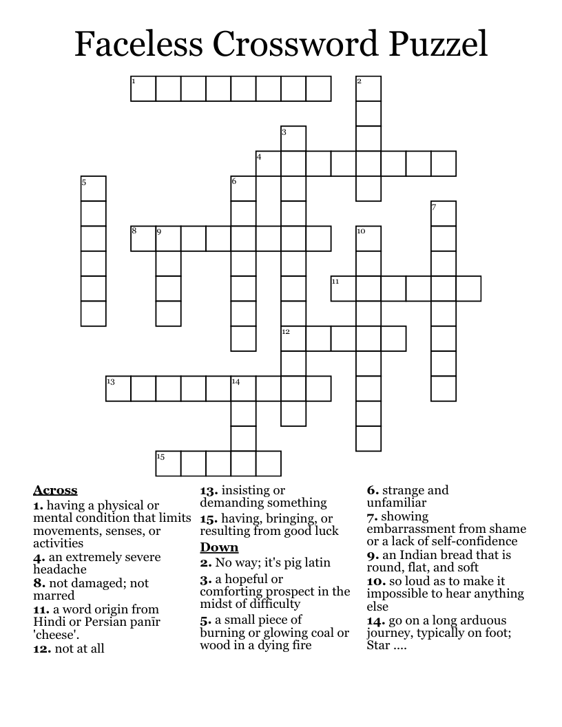 Faceless Crossword Puzzel