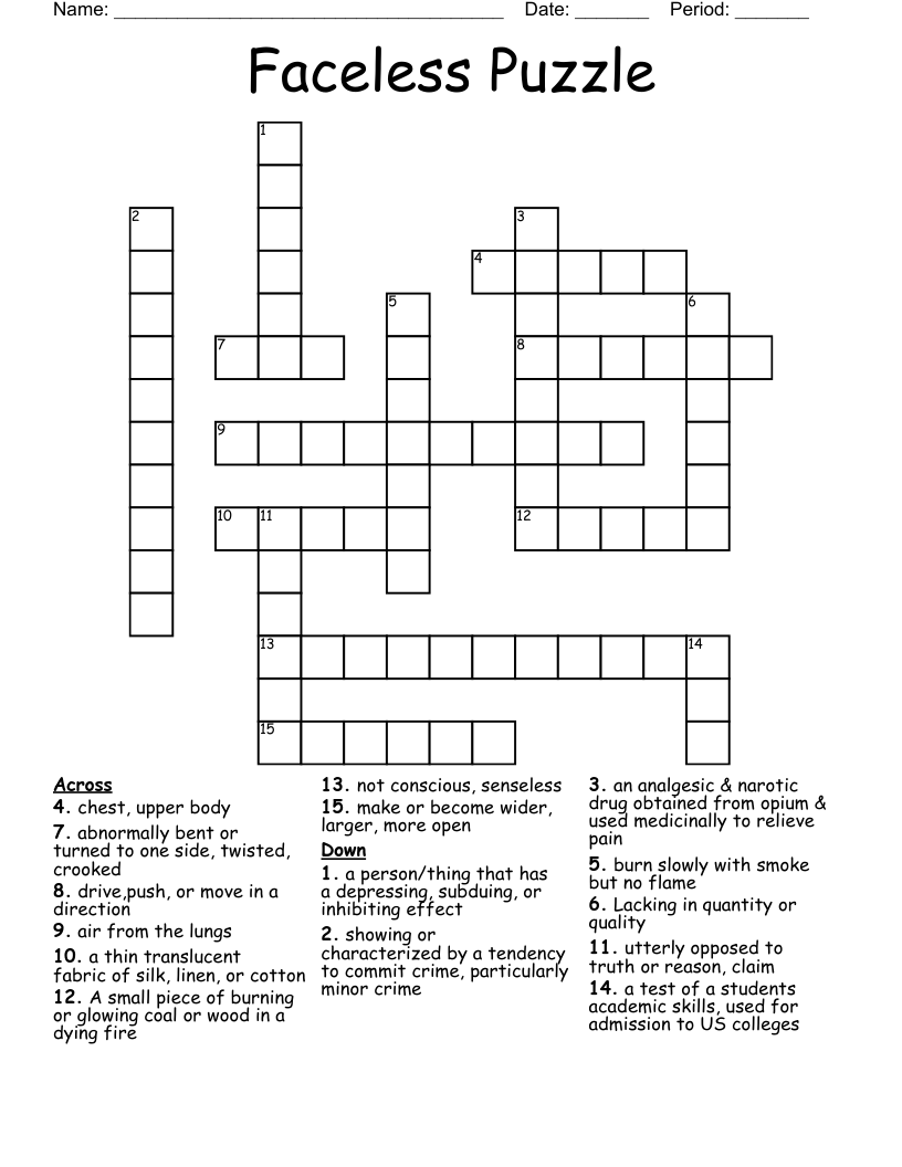 Faceless Puzzle Crossword