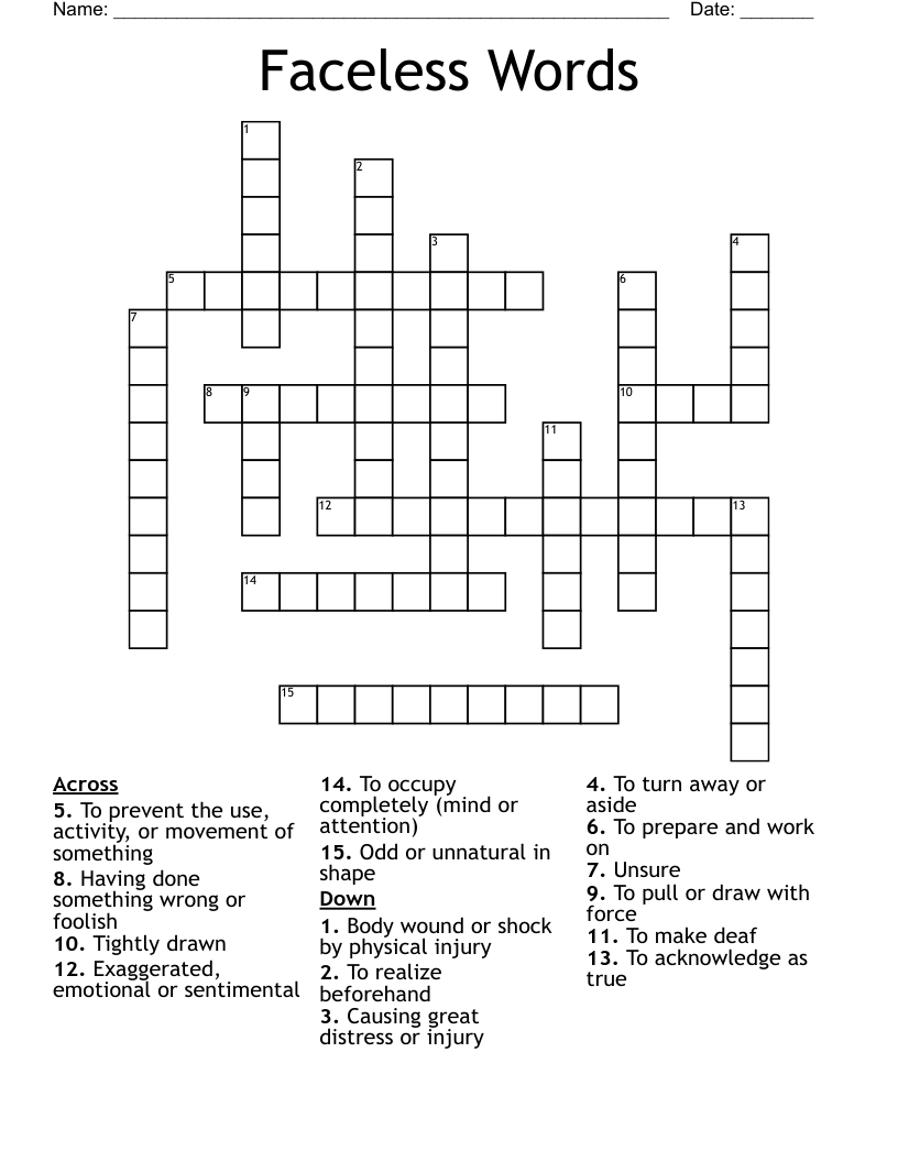 Faceless Words Crossword